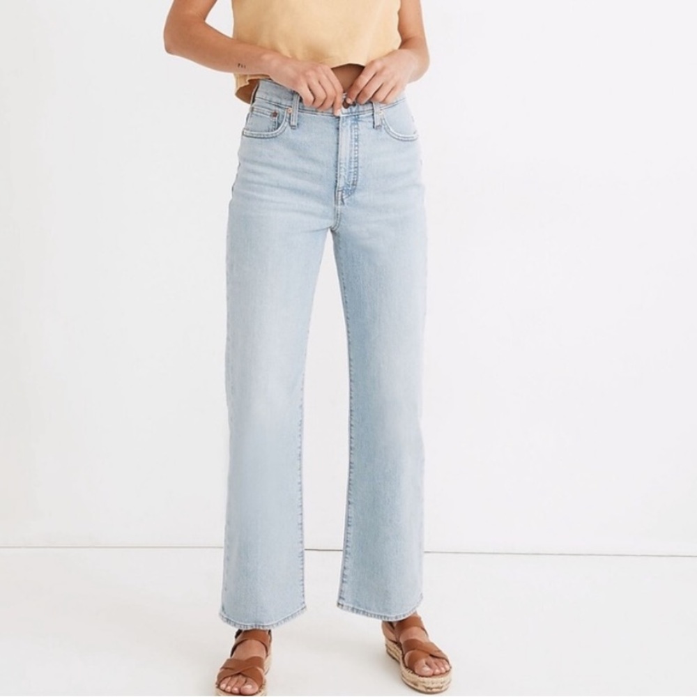 Madewell light wash cropped flare jean